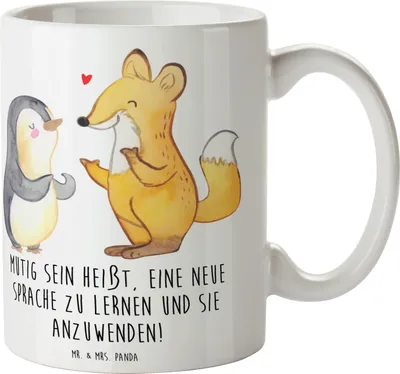 Produktbild von Mr. & Mrs. Panda Tasse Sprachen Lernen und Anwenden - Weiß - Geschenk, sprachliche Vielfalt, Lebensfreude, Kaffeetasse, Sprache Kultur, Becher, neue, Zuversicht, Trost