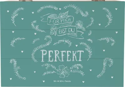 Produktbild von Mr. & Mrs. Panda Box Für mich bist du perfekt 22 x 15 cm - Geschenk, geschenkkiste, Schatulle, Partner, Hochzeitstag, fotobox, Jahrestag, Schatzkiste, schmuckkiste