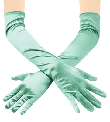 Produktbild von Handschuhe Damen Lang Satin Smaragdgrün Ellenbogenlänge