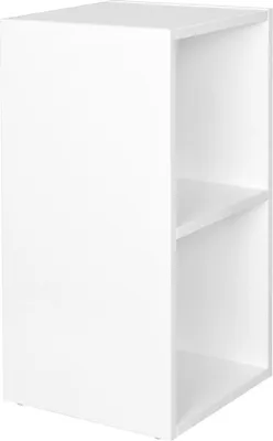 Image de WOHNLING Étagère sur pied WL5.178 Bois 30x60x30 cm moderne blanc noir Petite étagère | Étagère murale Étagère de rangement étroite | Petite bibliothèque 2 étagères