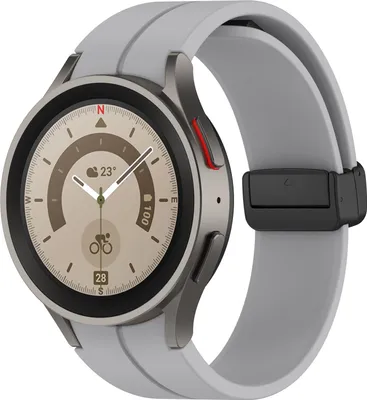 Produktbild von Magnet Armband Silikon Für Samsung Galaxy Watch 5/5 Pro / Watch 4/4 Classic 20mm Hellgrau L