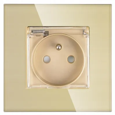 Produktbild von DC Smart Home Spritzwassergeschützte Steckdose mit Klappe Gold IP44