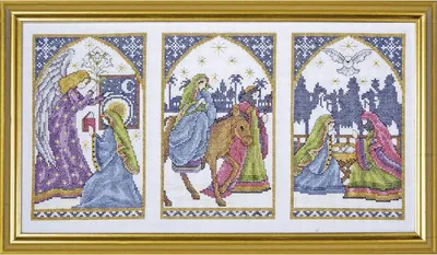 Produktbild von Design Works Kreuzstich Stickpackung "Krippenfenster", Zählmuster, 23x43cm