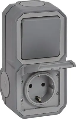 Image de Legrand Plexo NEW APWG Kombi 069746L IP44 grau Wechsel + Schukosteckdose 5 (069746L)
