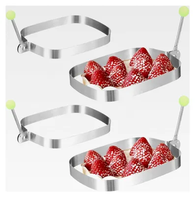 Produktbild von 4 Stück Edelstahl Tortenringe mit kleinen Backformen für Crêpes und Schichtdesserts, hitzebeständig für die Küche