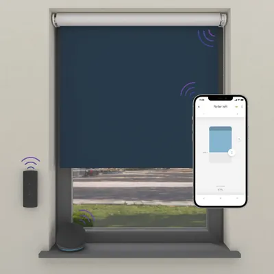 Produktbild von Cocoon Home Elektrisches Rollo für Smart Home 160x190 - Verdunkelnd - Dunkelblau