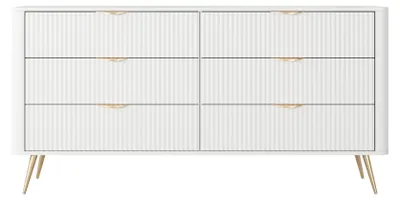 Produktbild von Kommode AVENTO 6 Schubladen, Weiß – 163,2 x 81,2 x 38 cm