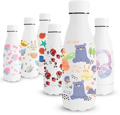 Productafbeelding van Ibenzoa® thermosfles voor kinderen, 350 ml – dubbelwandig, BPA-vrij, roestvrij staal, lekvrij, houdt 12 uur warm / 24 uur koud, robuust en ergonomisch
