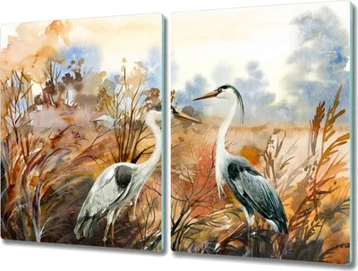 Produktbild von Coloray Kochplattenabdeckung Herdabdeckplatte 2x40x52 cm Hackbrett Schneidebrett Küchenbrett - Ziervögel