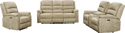Produktbild von Couchgarnitur mit elektrischer Relaxfunktion 3+2+1 - Stoff - Taupe - NEVERS