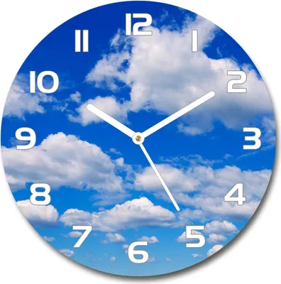 Produktbild von Wanduhr aus Glas 30fi Glasbild Glasuhr Gehärtetes Glas - weisse-zeiger - Clouds in the sky