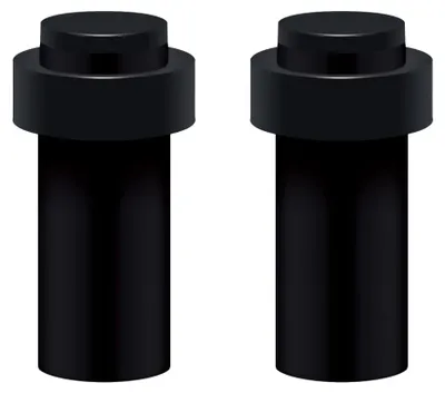 Produktbild von Set mit 2 Türstoppern aus Edelstahl zur Boden- oder Wandmontage – Robuster Bodentürstopper mit Gummipuffer, ø 32 mm, Höhe 80 mm