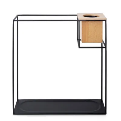 Produktbild von Umbra Wall Display Cubist Regal, Bücherregal, Bücherhalter, Bücherstütze, Buch stütze, Buchhalter, mit Übertopf, Metall / Holz, Buche / Schwarz, 470754427