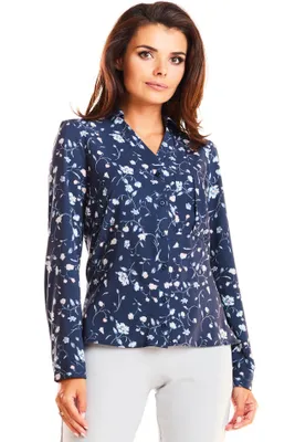 Productafbeelding van Infinite You dameshemd met lange mouwen, kleur: marineblauw, model: Margada