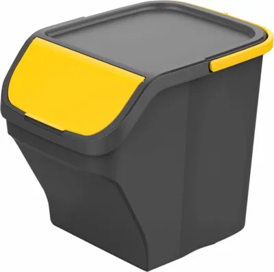 Image de Seau De Rangement Stack N Sort Organisation Modulaire, 25l, Couvercle Jaune - Mondex