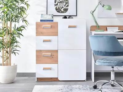 Produktbild von Kombinierte Kommode JOHELY – Weiß/Eiche