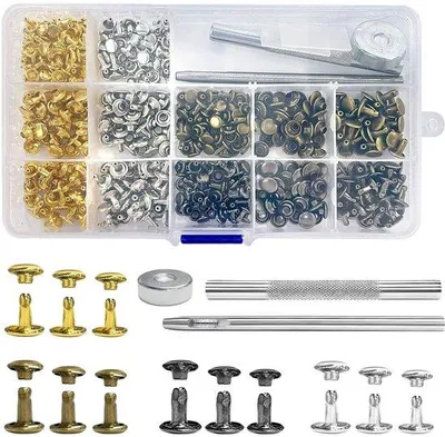 Imagen del producto de Abrazaderas para cuero: Ideales para proyectos de bricolaje. Incluyen 240 unidades, perfectas para zapatos, bolsos y relojes de cuero