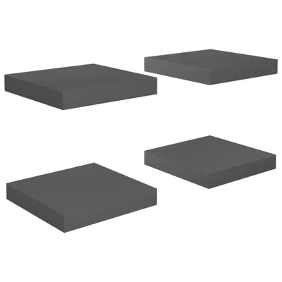 Image de vidaXL Étagères murales flottantes 4 pcs. Gris brillant 23x23,5x3,8cm MDF
