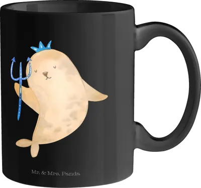Produktbild von Mr. & Mrs. Panda Kaffeetasse Sternzeichen Wassermann - Schwarz - Geschenk, Tasse, Keramiktasse, Meer, Februar, haferl, Nix, Meermann, Geburtstag Januar, Becher, mit Motiv