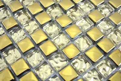 Produktbild von Handmuster Mosaikfliese Transluzent Glasmosaik Crystal EP Gold Glas BAD WC Küche WAND MOS92-0707_m