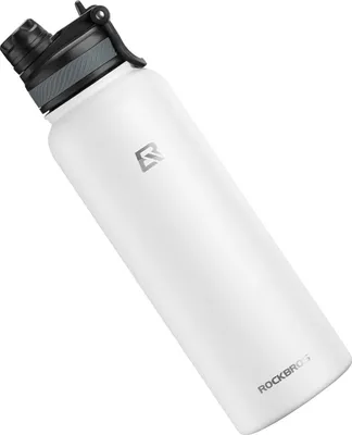 Image de ROCKBROS Bouteille thermos 1000ml en acier inoxydable Bouteille d'eau pour vélo Gobelet sportif avec paille, Blanc