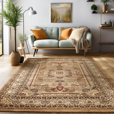Produktbild von Simpex24 Orientalischer Teppich Wohnzimmer , Schlafzimmer , Esszimmer , Modern Boho Design Teppich , Beige Größe: 300 x 400 cm