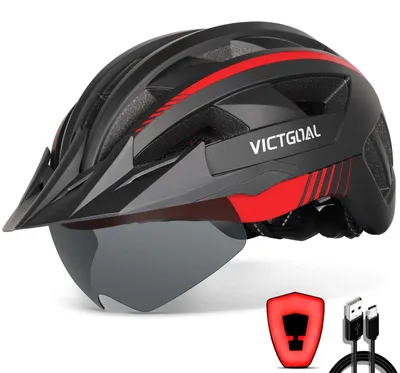 Produktbild von VICTGOAL Fahrradhelm Herren Damen mit Visier, USB Rücklicht, Magnetbrille