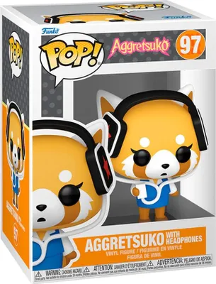 Produktbild von Aggretsuko-Figur mit Kopfhörern, Anime-Sammelspielzeug