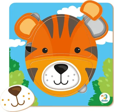 Produktbild von Steck- und Legepuzzle für Kleinkinder, Lernspielzeug mit Tiger-Motiv, 5-teilig