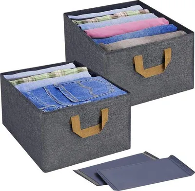 Produktbild von Kleiderschrankorganizer mit verstellbaren Fächern - 2 Stück grau
