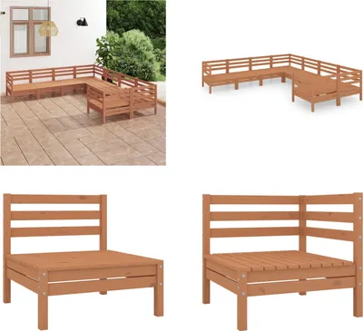 Produktbild von vidaXL 8 tlg. Garten Lounge Set Massivholz Kiefer Honigbraun - Garten-Lounge-Set - Outdoor-Lounge-Set - Holzsofa - Holz Gartensofa