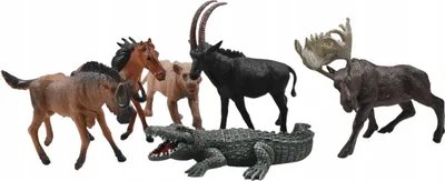 Zdjęcie produktu dla Zestaw Figurek 6Szt Duże Figurki Dzikie Zwierzęta Domowe Zoo Figurki