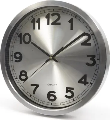 Produktbild von Uhr Metall Wanduhr Sekundenzeiger silber arabische Zahlen Quarz