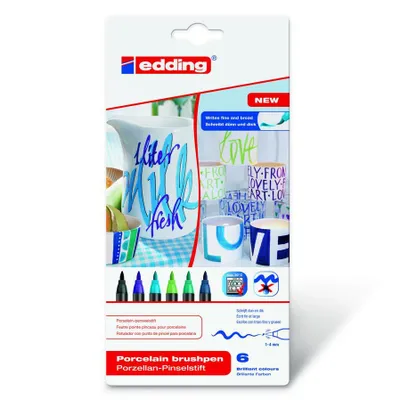 Produktbild von Edding 4200, Schwarz, Blau, Cyan, Grün, Hellgrün, Violett, Mehrfarbig, 6 Farben, Rund, 1 mm, 4 mm