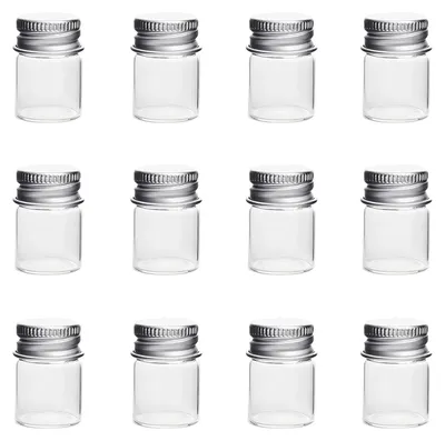 12 Mini-Glasflaschen 5 ml mit Alu-Schraubverschluss, klar