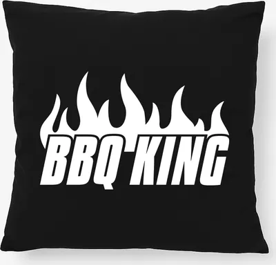 Produktbild von Huuraa Kissen BBQ King Flammen 40x40cm mit Füllung Black Baumwolle Dekokissen Geschenkidee