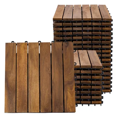 Produktbild von 27er Set Holzfliesen, Akazie natur, LxB 30x30 cm