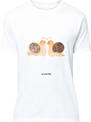 Produktbild von Mr. & Mrs. Panda Tshirt Schnecken Liebe - Weiß - Geschenk, Pärchen, T-Shirt mit Spruch, Freundin, S, oberteil, Shirt, glücklich, Verliebt, Zufrieden, Paar