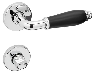 Produktbild von SOTECH Türdrücker MATTEO Chrom Glanz Griff schwarz matt – Rosettengarnitur Bad/WC