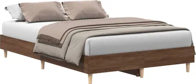 Image de vidaXL Cadre de lit sans matelas brun imitation chêne 135x190 cm