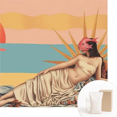 Obrázek produktu pro Samolepicí fototapeta – nástěnné obrazy do obývacího pokoje – 250 x 250 cm – dekorativní fólie na stěny – moderní design pro výzdobu stěn – tapety do interiérů – Západ surrealismu