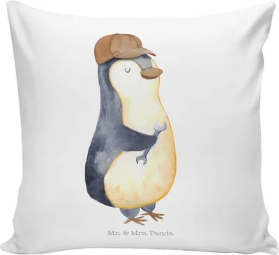 Produktbild von Mr. & Mrs. Panda kuschelkissen 40x40 Wenn Papa es nicht reparieren kann, sind wir am Arsch - Weiß - Geschenk, kissen für sofa, Vater, Pinguin, Vatertag, 40 X 40, Opa