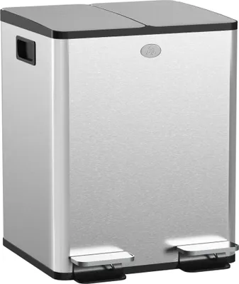 Produktbild von HOMCOM Mülleimer 2 x 20L Mülltrennsystem Edelstahl mit Softclose Deckel Silber