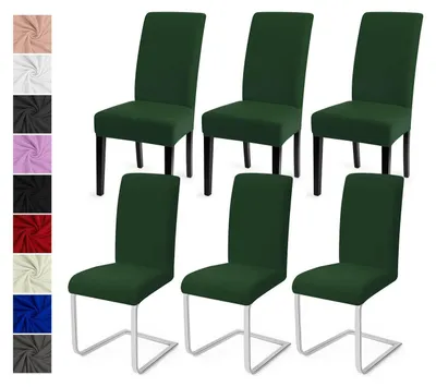Immagine prodotto di Copri sedie, set da 6, elasticizzati, color verde, in poliestere/Spandex, adatti per sale da pranzo, hotel, matrimoni