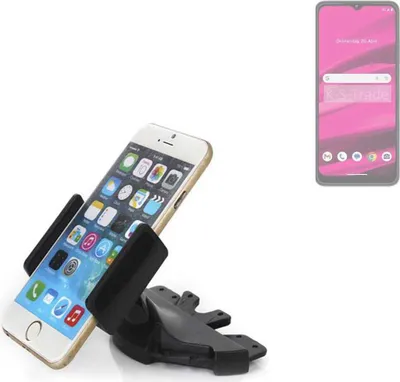 Produktbild von K-S-Trade CD Schlitz Halterung kompatibel mit Telekom T Phone 2023 Autohalterung KFZ-Halter Radio Handy Halterung 360° drehbar schwarz