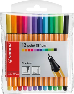 Produktbild von Fineliner - STABILO point 88 Mini - 12er Pack - mit 12 verschiedenen Farben