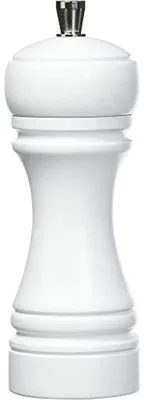 Image de MARLUX 245 : Moulin à poivre en bois de hêtre laqué, en acier inoxydable, 14 cm, blanc mat