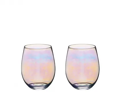 Produktbild von Bar Craft Iridescent Pink Pearlescent Gläser, große stiellose Gläser, Geschenkbox, 600 ml, Set of 2