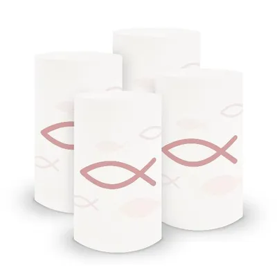 Produktbild von itenga 6x Windlicht klein Fisch altrosa Kommunion Konfirmation Taufe