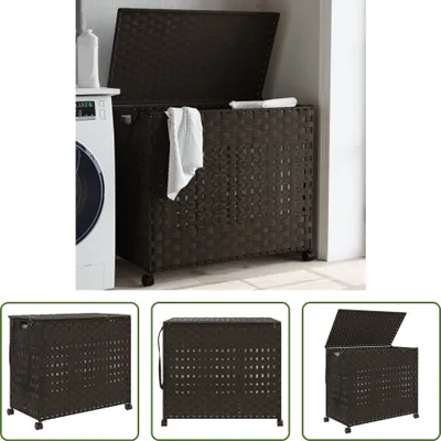 Obrázek produktu pro The Living Store Koš na prádlo s kolečky Tmavě hnědý 66x35x60 cm Ratan